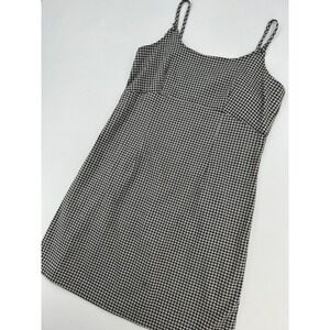 Marco Pecci Womens Medium Gingham Plaid Mini Dress Black White Spaghetti Strap